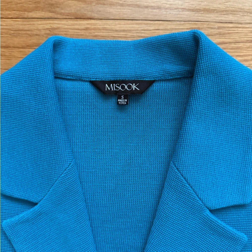 Misook Knit Blue Blazer Jacket with Silver Buttons S - Picture 2 of 5